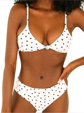 NWT - Dippin’ Daisy’s Polka Dot Bikini Set White Black XS